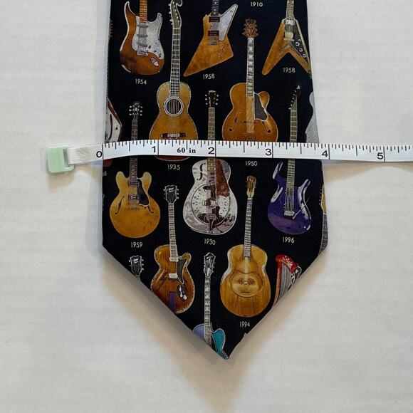 Museum Artifacts Handmade Silk Tie Classic Guitars 1910-1996, 57" Long - Picture 8 of 10